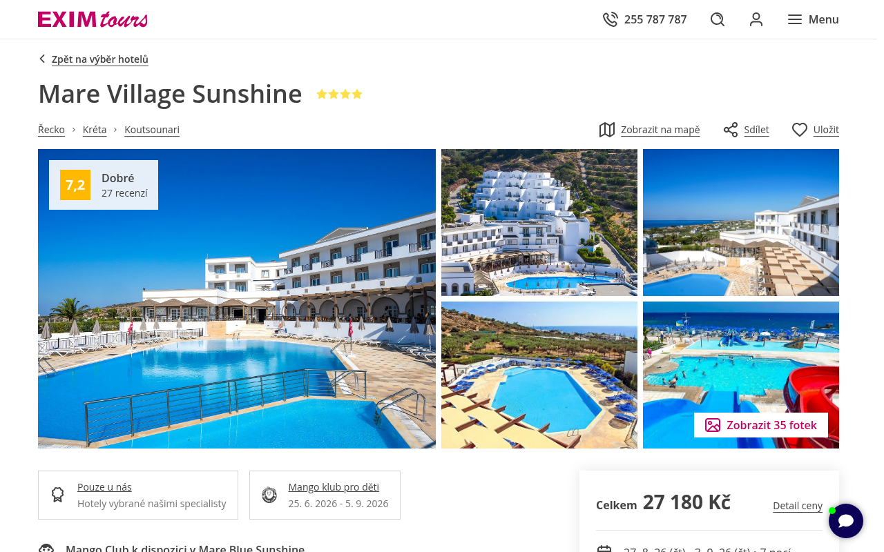 Nabídka EXIM tours – Mare Village Ex Sunshine Crete Village