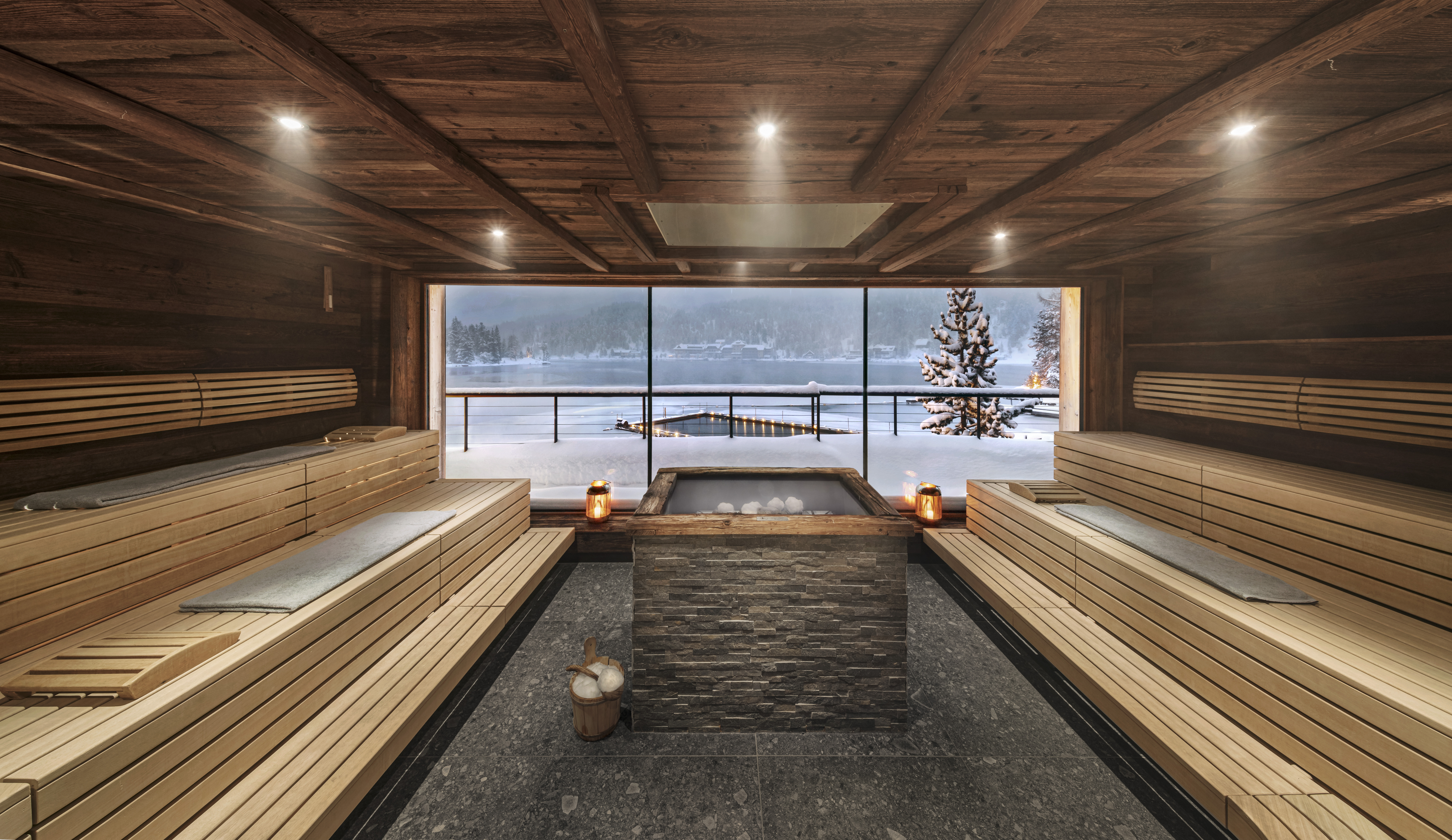Panoramatická sauna s výhledem do hor
