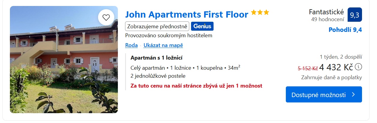 ubytovanie na Korfu
