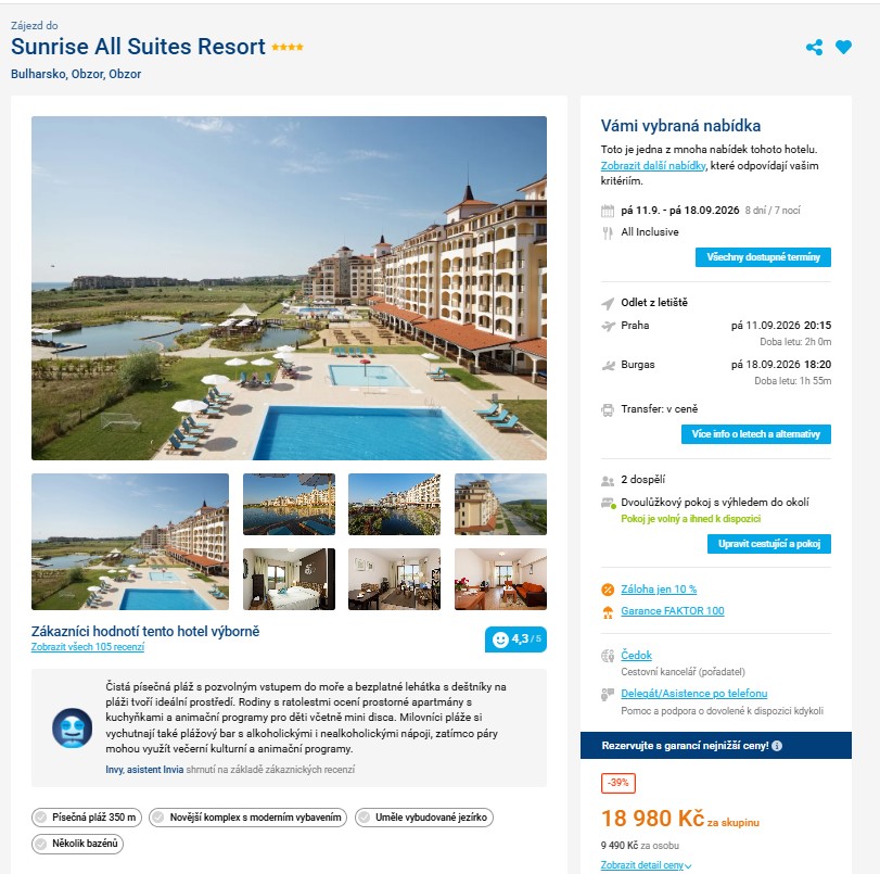 Nabídka Invia – Sunrise All Suites Resort zájezd bulharsko.jpg