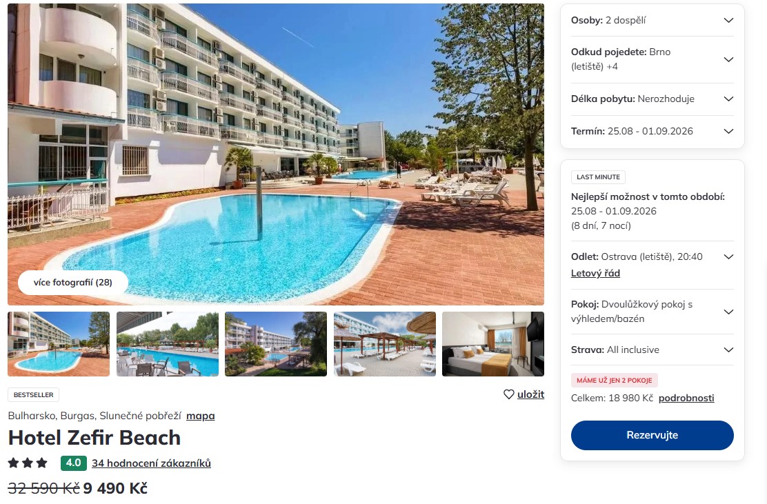 Nabídka Čedok – Zefir Beach zájezd do bulharska.jpg