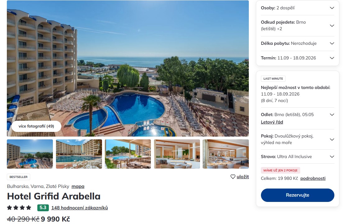 Nabídka Čedok – Grifid Hotel Arabella zájezd do bulharska.jpg