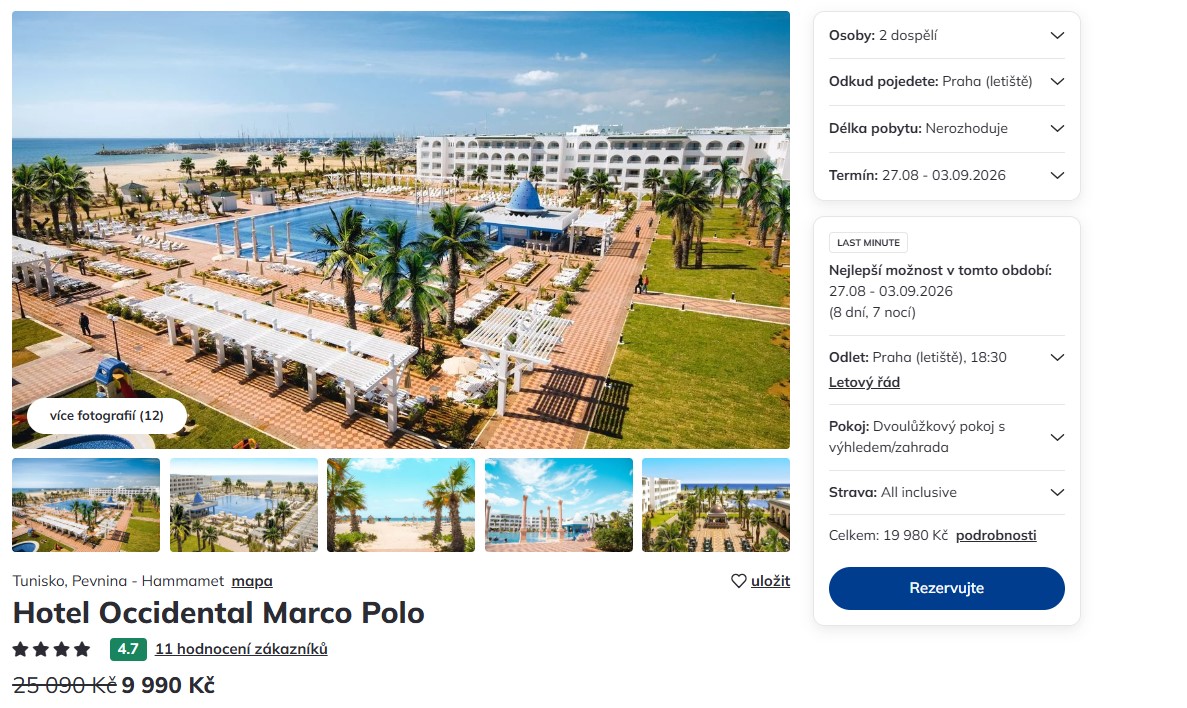 Nabídka Čedok – Hotel Occidental Marco Polo zájezd do tuniska.jpg