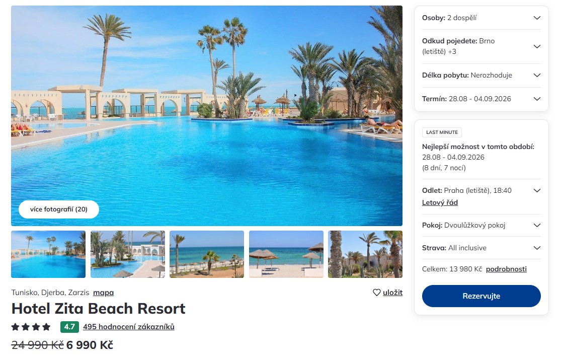 Nabídka Čedok – Zita Beach Resort zájezd do tuniska.jpg