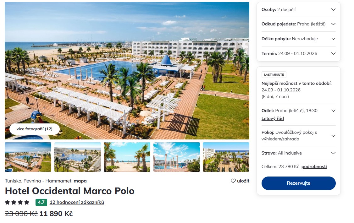 Nabídka Čedok – Hotel Occidental Marco Polo zájezd do tuniska.jpg