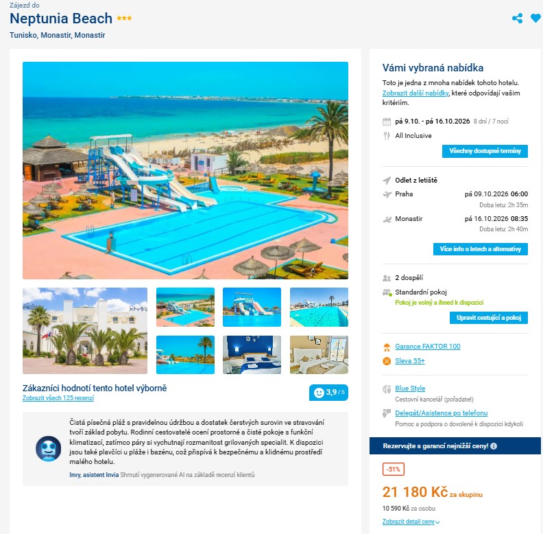 Nabídka Invia – Neptunia Beach zájezd do tuniska.jpg