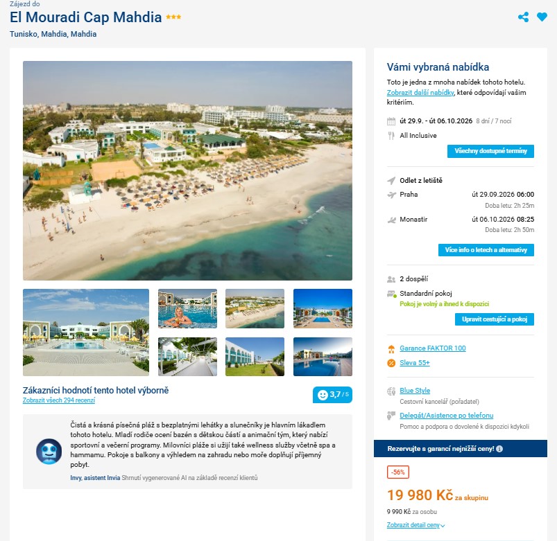 Nabídka Invia – El Mouradi Cap Mahdia zájezd do tuniska.jpg
