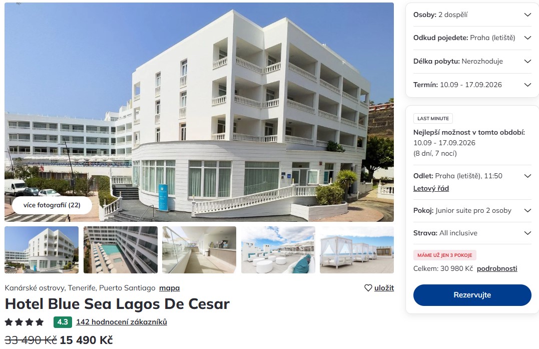 Nabídka Čedok – Blue Sea Lagos de Cesar zájezd na tenerife.jpg