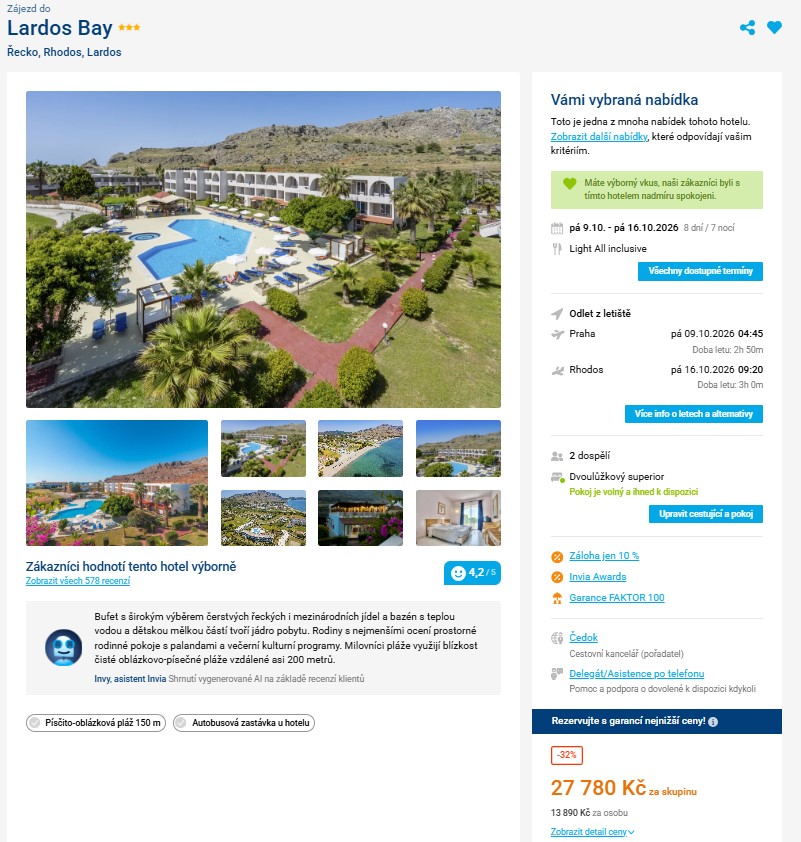 Nabídka Invia – Lardos Bay zájezd rhodos.jpg