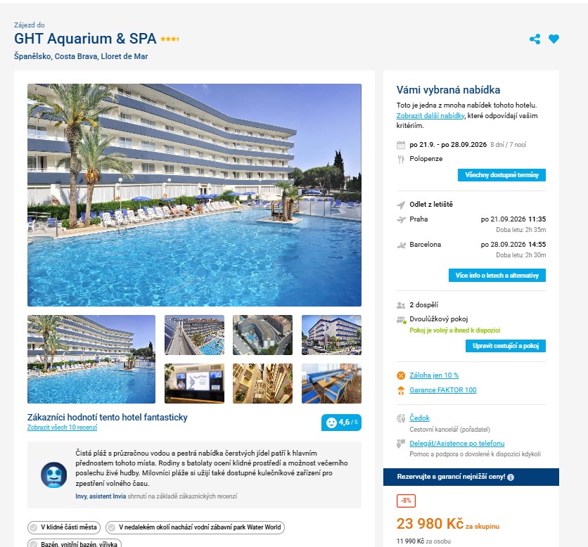 Nabídka Invia – GHT Aquarium & Spa zájezd španělsko.jpg