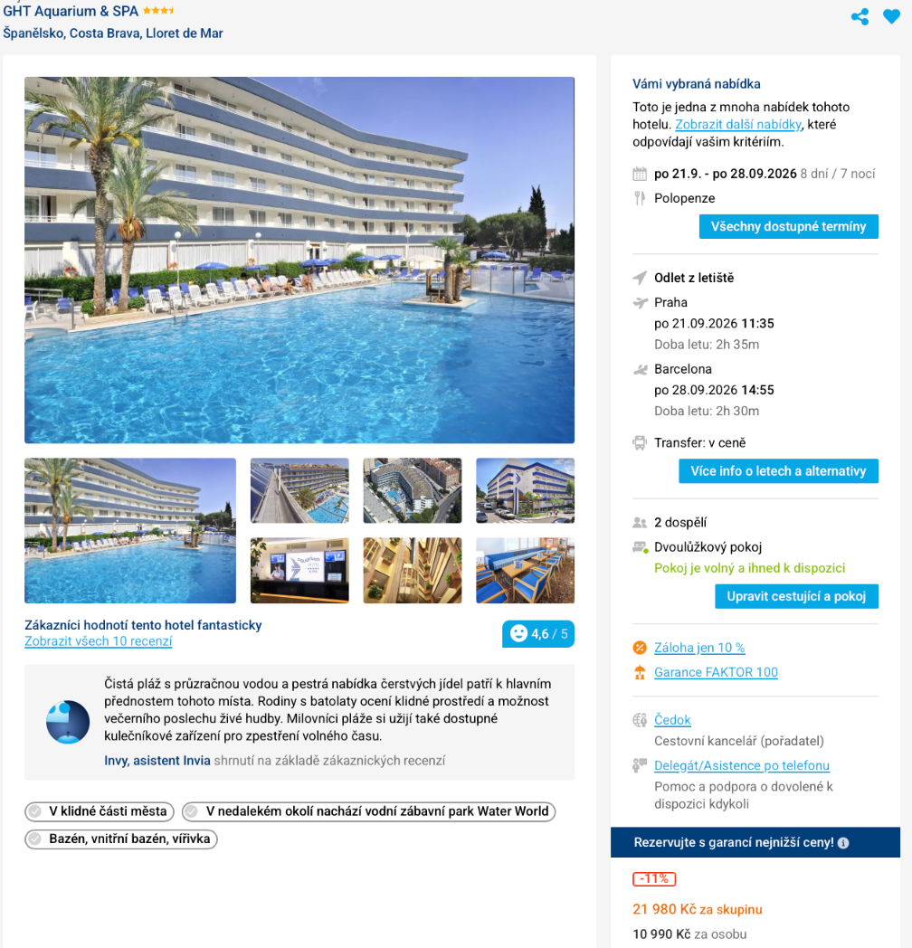 Zájezd Španělsko Costa Brava Invia Zájezd Španělsko Costa Brava Invia.png