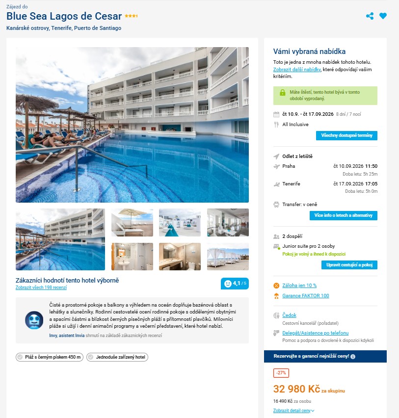 Nabídka Invia – Blue Sea Lagos de Cesar zájezd tenerife.jpg