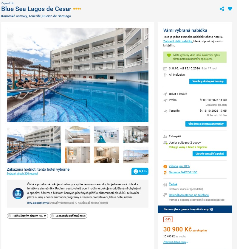 Nabídka Invia – Blue Sea Lagos de Cesar zájezd tenerife.jpg