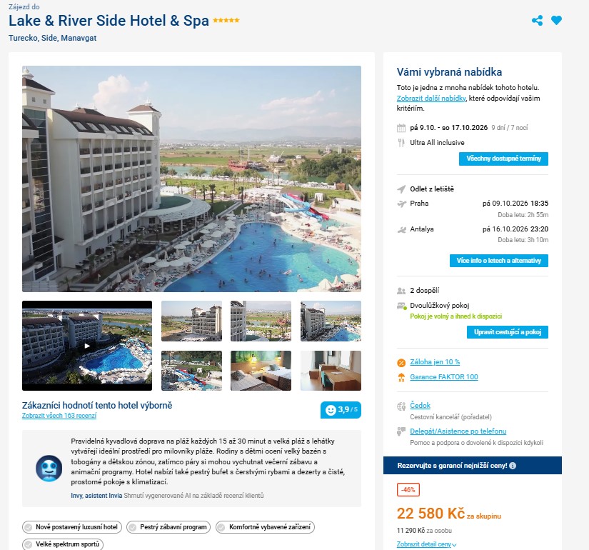 Nabídka Invia – Lake and River Side Hotel & Spa zájezd turecko.jpg